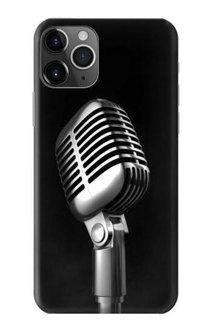 W1672 Retro Microphone Jazz Music Hard Case and Leather Flip Case For iPhone 11 Pro Max