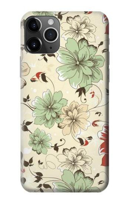 W2179 Flower Floral Vintage Art Pattern Hard Case and Leather Flip Case For iPhone 11 Pro Max