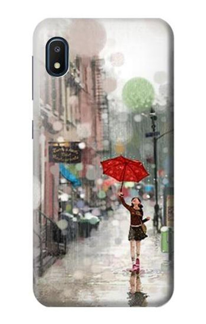 W0108 Girl in The Rain Hard Case and Leather Flip Case For Samsung Galaxy A10e