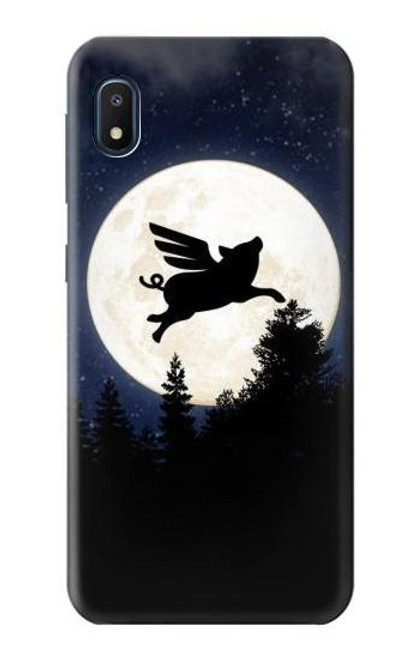 W3289 Flying Pig Full Moon Night Hard Case and Leather Flip Case For Samsung Galaxy A10e