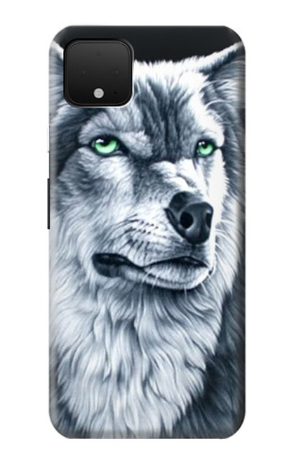 W0123 Grim White Wolf Hard Case and Leather Flip Case For Google Pixel 4