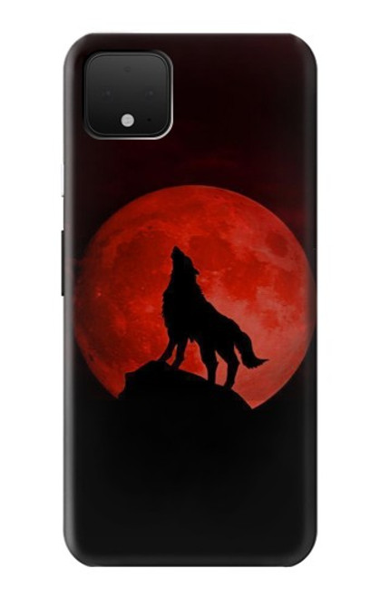 W2955 Wolf Howling Red Moon Hard Case and Leather Flip Case For Google Pixel 4