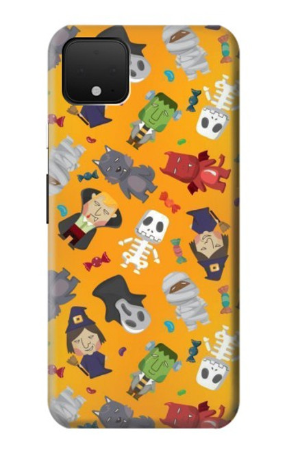 W3275 Cute Halloween Cartoon Pattern Hard Case and Leather Flip Case For Google Pixel 4