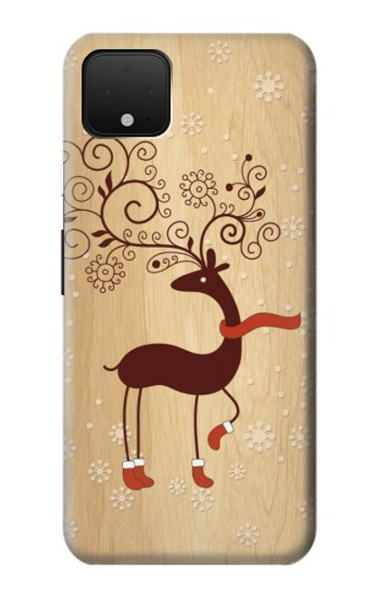 W3081 Wooden Raindeer Graphic Printed Hard Case and Leather Flip Case For Google Pixel 4 XL