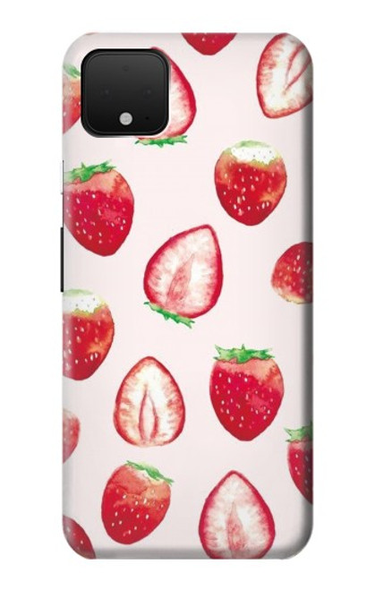 W3481 Strawberry Hard Case and Leather Flip Case For Google Pixel 4 XL