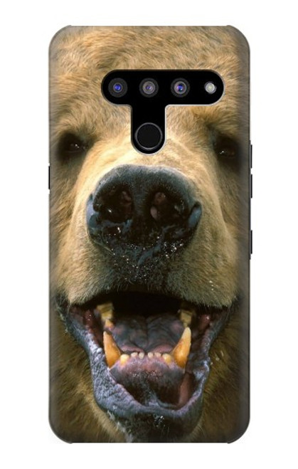 W0840 Grizzly Bear Face Hard Case and Leather Flip Case For LG V50, LG V50 ThinQ 5G