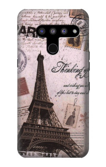 W2211 Paris Postcard Eiffel Tower Hard Case and Leather Flip Case For LG V50, LG V50 ThinQ 5G