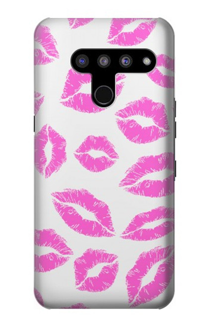 W2214 Pink Lips Kisses Hard Case and Leather Flip Case For LG V50, LG V50 ThinQ 5G