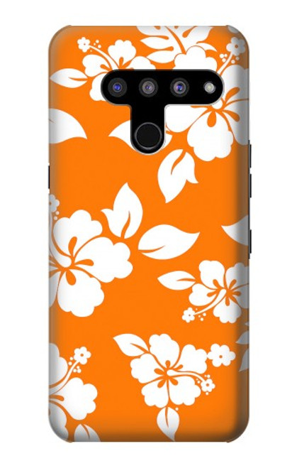 W2245 Hawaiian Hibiscus Orange Pattern Hard Case and Leather Flip Case For LG V50, LG V50 ThinQ 5G