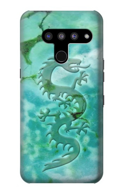 W2653 Dragon Green Turquoise Stone Graphic Hard Case and Leather Flip Case For LG V50, LG V50 ThinQ 5G