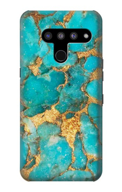 W2906 Aqua Turquoise Stone Hard Case and Leather Flip Case For LG V50, LG V50 ThinQ 5G