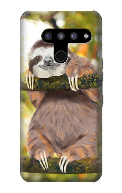 W3138 Cute Baby Sloth Paint Hard Case and Leather Flip Case For LG V50, LG V50 ThinQ 5G