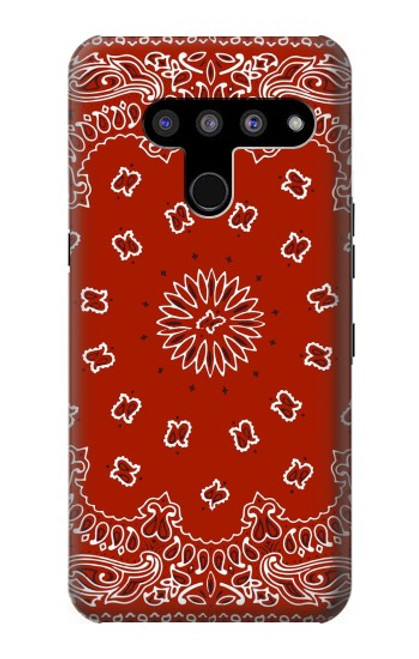 W3355 Bandana Red Pattern Hard Case and Leather Flip Case For LG V50, LG V50 ThinQ 5G