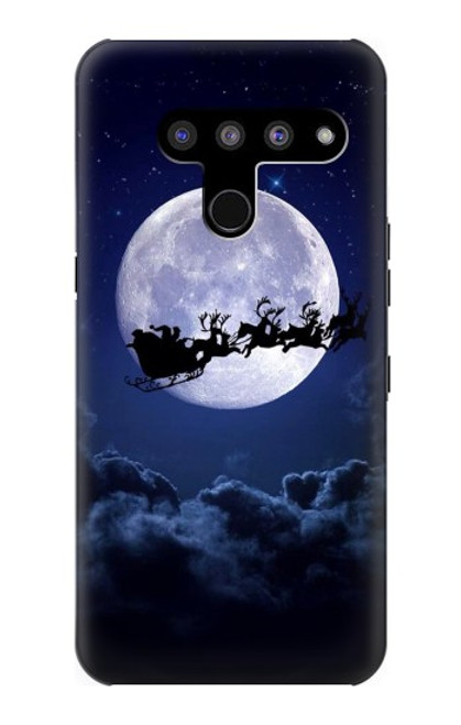 W3508 Xmas Santa Moon Hard Case and Leather Flip Case For LG V50, LG V50 ThinQ 5G