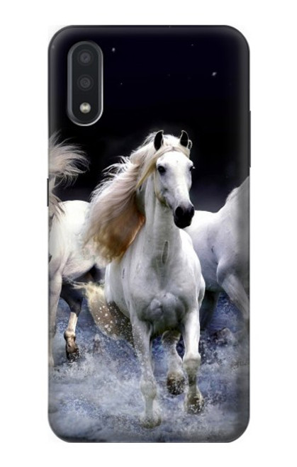 W0246 White Horse Hard Case and Leather Flip Case For Samsung Galaxy A01