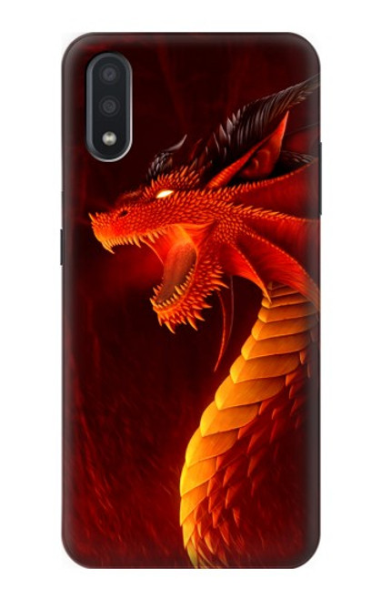 W0526 Red Dragon Hard Case and Leather Flip Case For Samsung Galaxy A01