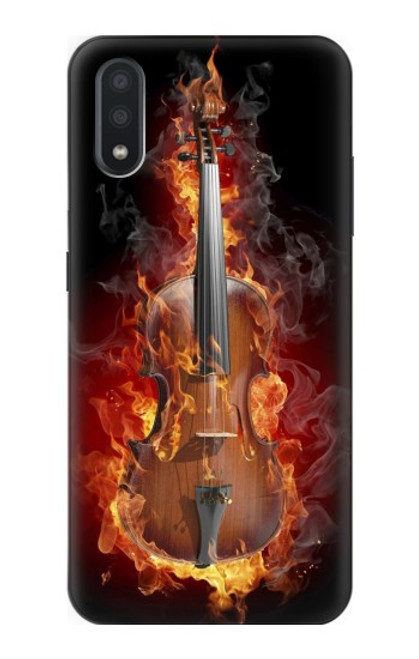 W0864 Fire Violin Hard Case and Leather Flip Case For Samsung Galaxy A01