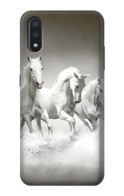 W0933 White Horses Hard Case and Leather Flip Case For Samsung Galaxy A01