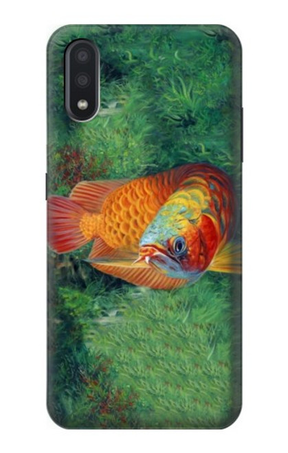 W1157 Red Arowana Fish Hard Case and Leather Flip Case For Samsung Galaxy A01