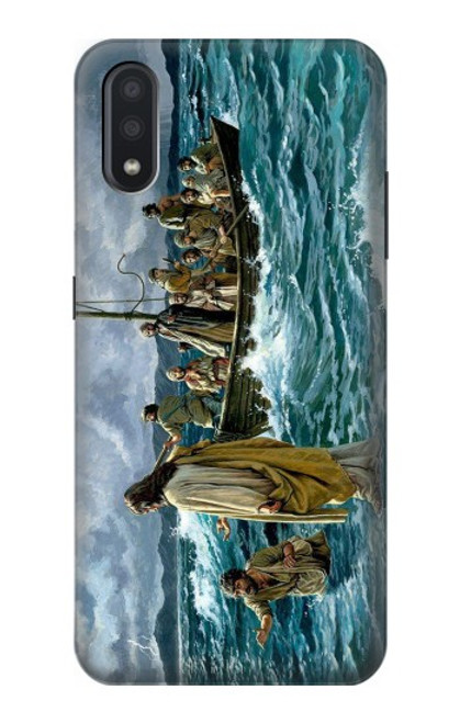 W1722 Jesus Walk on The Sea Hard Case and Leather Flip Case For Samsung Galaxy A01