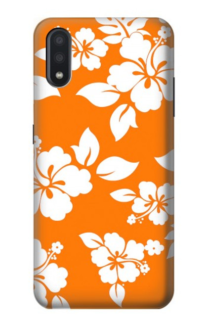 W2245 Hawaiian Hibiscus Orange Pattern Hard Case and Leather Flip Case For Samsung Galaxy A01