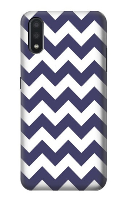 W2345 Navy Blue Shavron Zig Zag Pattern Hard Case and Leather Flip Case For Samsung Galaxy A01