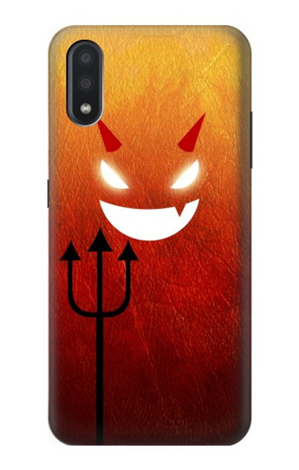 W2454 Red Cute Little Devil Cartoon Hard Case and Leather Flip Case For Samsung Galaxy A01