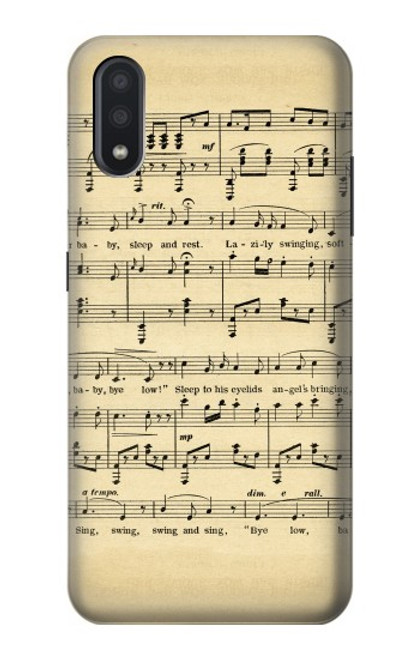 W2504 Vintage Music Sheet Hard Case and Leather Flip Case For Samsung Galaxy A01