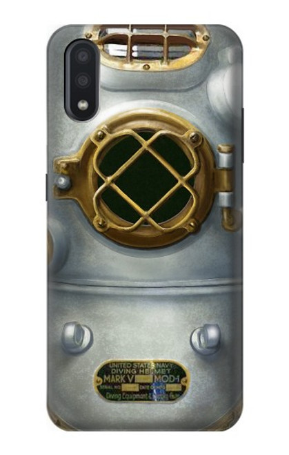 W2646 Vintage Deep Sea Diver Helmet Hard Case and Leather Flip Case For Samsung Galaxy A01