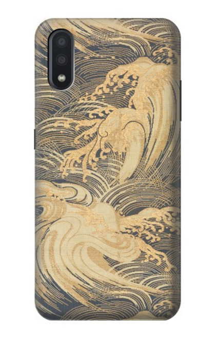 W2680 Japan Art Obi With Stylized Waves Hard Case and Leather Flip Case For Samsung Galaxy A01