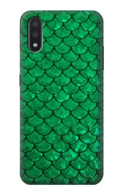 W2704 Green Fish Scale Pattern Graphic Hard Case and Leather Flip Case For Samsung Galaxy A01