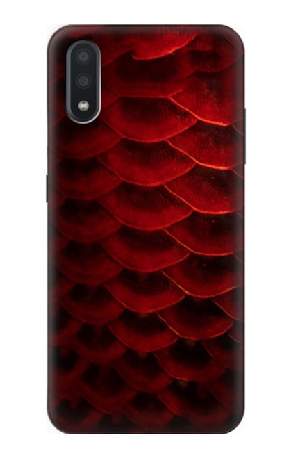 W2879 Red Arowana Fish Scale Hard Case and Leather Flip Case For Samsung Galaxy A01