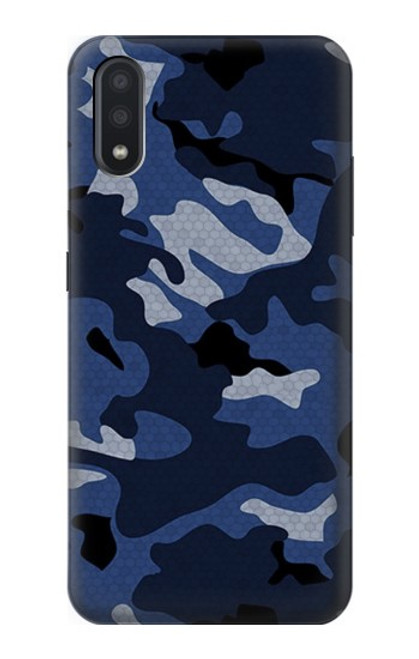 W2959 Navy Blue Camo Camouflage Hard Case and Leather Flip Case For Samsung Galaxy A01