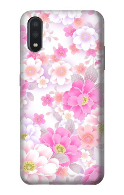 W3036 Pink Sweet Flower Flora Hard Case and Leather Flip Case For Samsung Galaxy A01