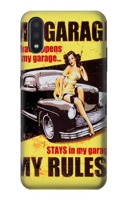 W3198 My Garage Pinup Girl Hard Case and Leather Flip Case For Samsung Galaxy A01