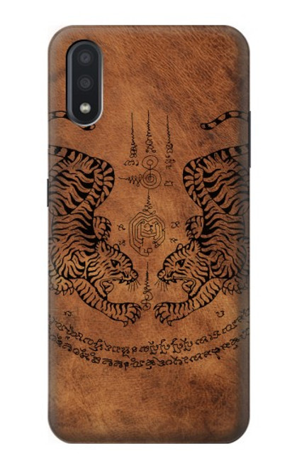 W3209 Sak Yant Twin Tiger Hard Case and Leather Flip Case For Samsung Galaxy A01