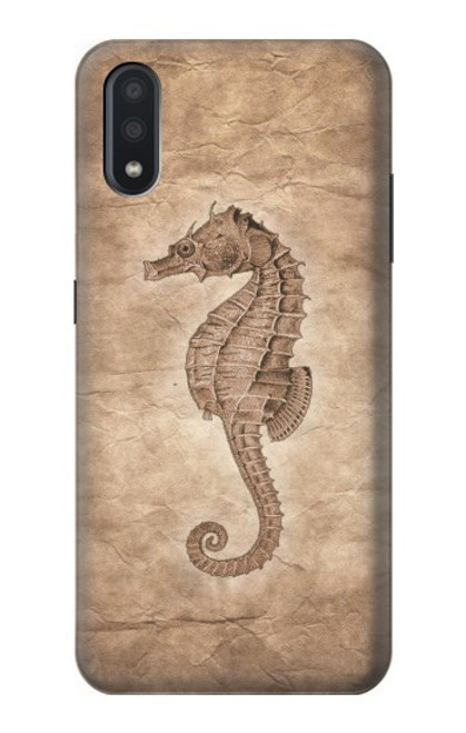 W3214 Seahorse Skeleton Fossil Hard Case and Leather Flip Case For Samsung Galaxy A01