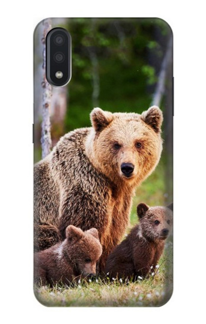W3558 Bear Family Hard Case and Leather Flip Case For Samsung Galaxy A01