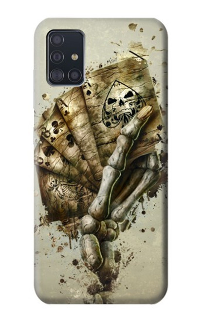 W0550 Skull Card Poker Hard Case and Leather Flip Case For Samsung Galaxy A51