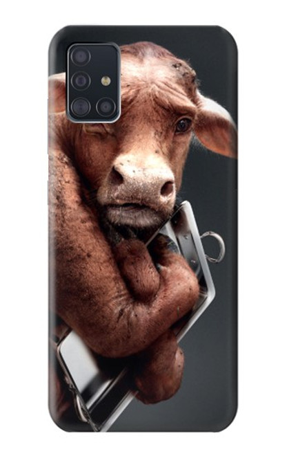 W1271 Crazy Cow Hard Case and Leather Flip Case For Samsung Galaxy A51