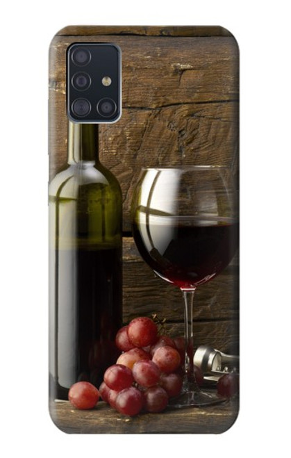 W1316 Grapes Bottle and Glass of Red Wine Hard Case and Leather Flip Case For Samsung Galaxy A51