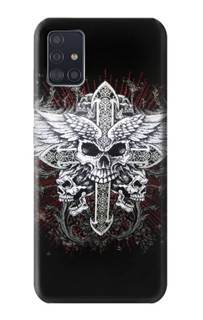 W1434 Skull Wing Tattoo Biker Hard Case and Leather Flip Case For Samsung Galaxy A51