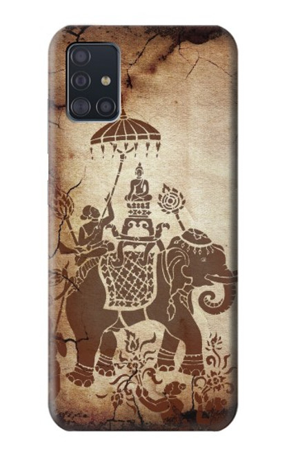 W2102 Thai Art Buddha on Elephant Hard Case and Leather Flip Case For Samsung Galaxy A51