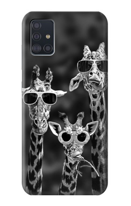 W2327 Giraffes With Sunglasses Hard Case and Leather Flip Case For Samsung Galaxy A51