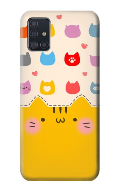 W2442 Cute Cat Cartoon Funny Hard Case and Leather Flip Case For Samsung Galaxy A51
