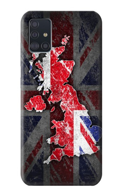 W2936 UK British Flag Map Hard Case and Leather Flip Case For Samsung Galaxy A51