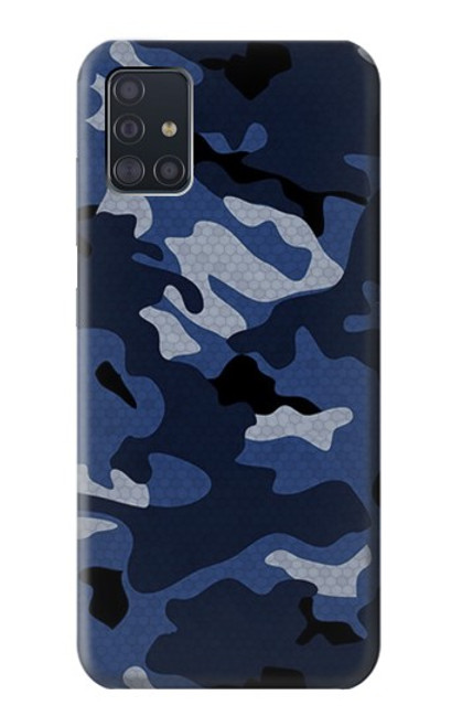 W2959 Navy Blue Camo Camouflage Hard Case and Leather Flip Case For Samsung Galaxy A51