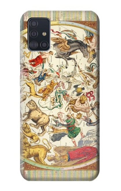 W3145 Antique Constellation Star Sky Map Hard Case and Leather Flip Case For Samsung Galaxy A51