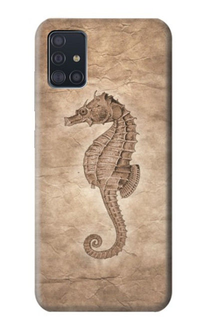 W3214 Seahorse Skeleton Fossil Hard Case and Leather Flip Case For Samsung Galaxy A51