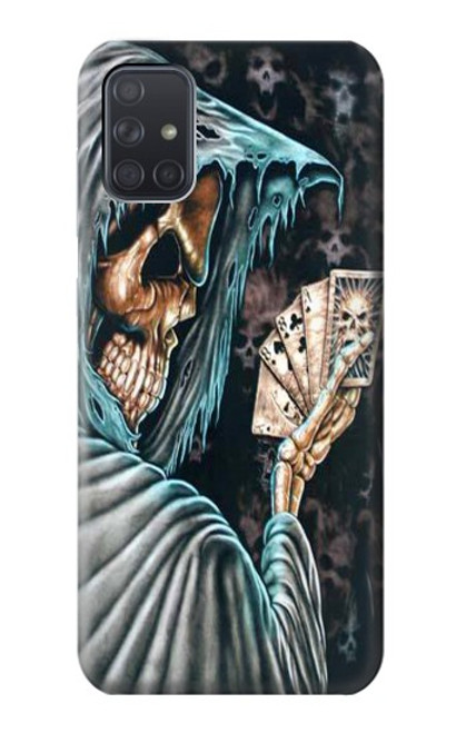 W0748 Grim Reaper Death Poker Hard Case and Leather Flip Case For Samsung Galaxy A71